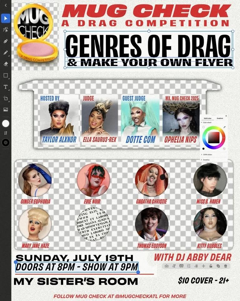 MUG CHECK! A Drag Competition: Genres of Drag & Make Your Own Flyer