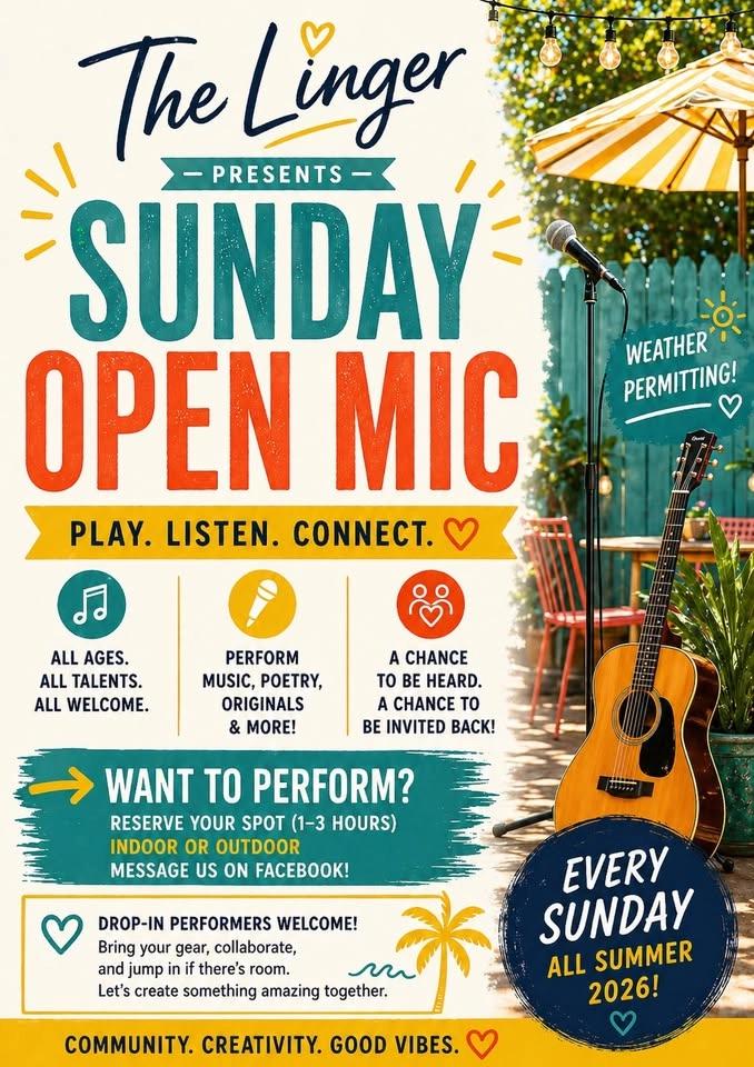 🎵🎤Open Mic Sundays at The Linger 🎤🎵