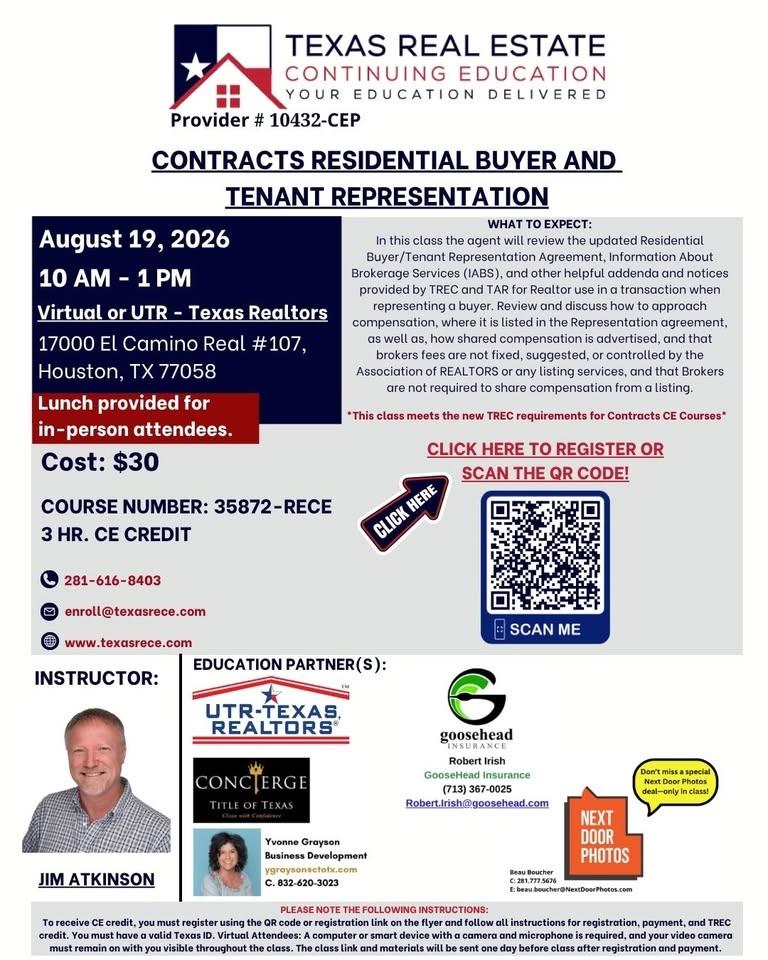 Hybrid – Contracts Residential Buyer and Tenant Representation – August 19th