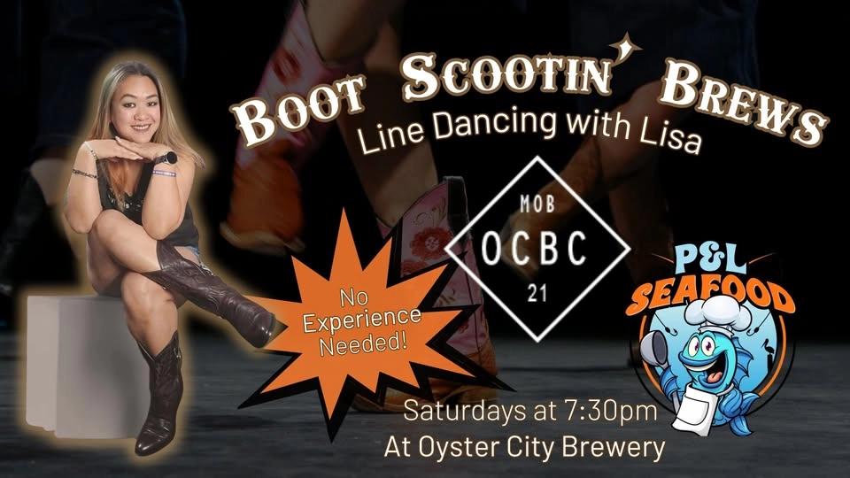Boot Scootin Brews Line Dancing at Oyster City