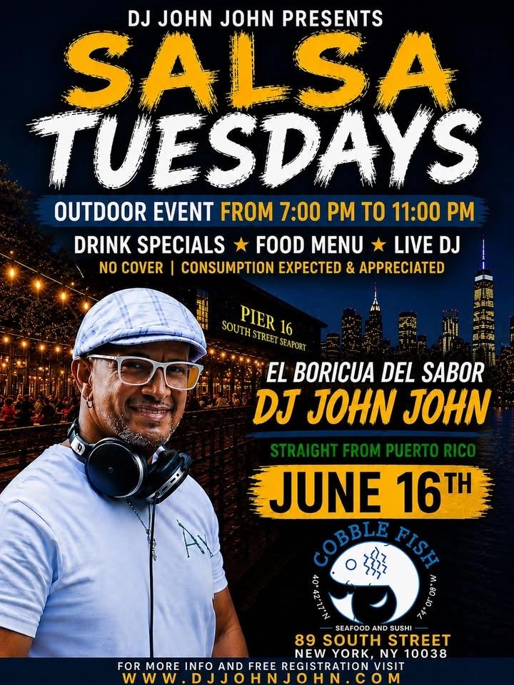 SALSA TUESDAYS at Cobble Fish | Outdoor event | Pier 16 | South Street Seaport