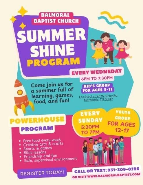 Summer Shine Program-Kids Ages 5-11