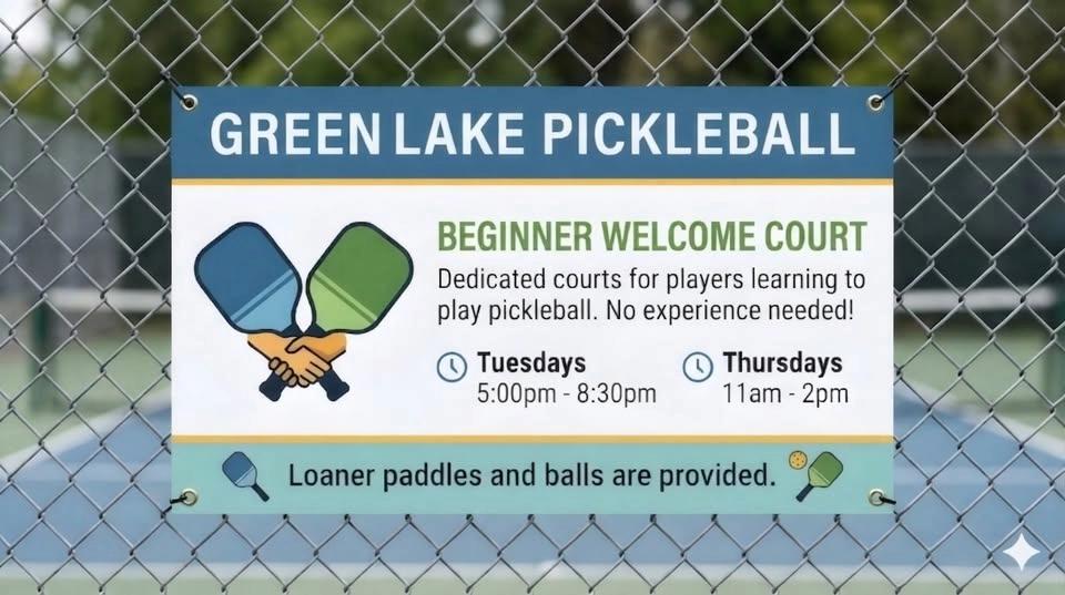 Green Lake Pickleball, Beginner Welcome Courts (Tuesdays)