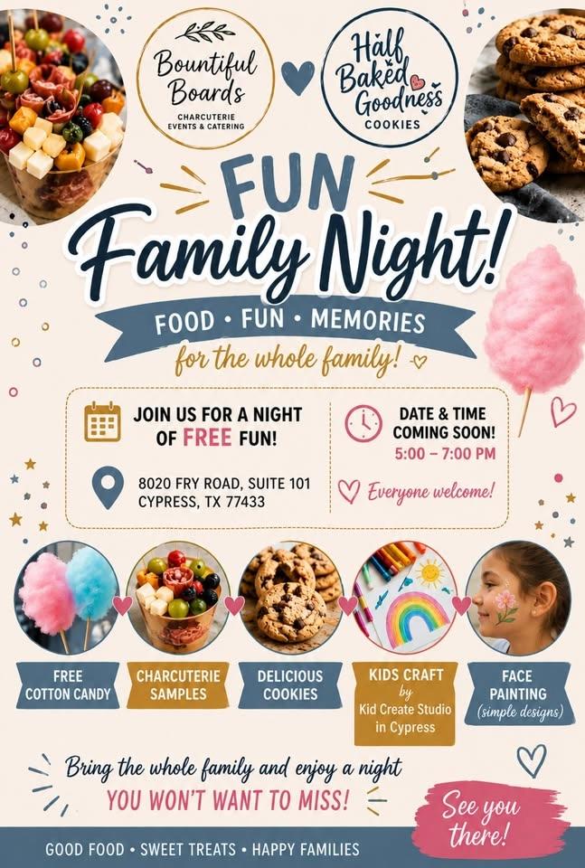 FAMILY FUN NIGHT! With Half Baked Goodness and Bountiful Boards