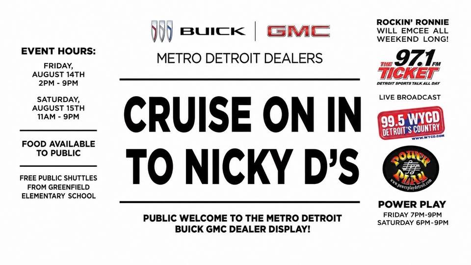 Cruise On In To Nicky D's Woodward Dream Cruise Event