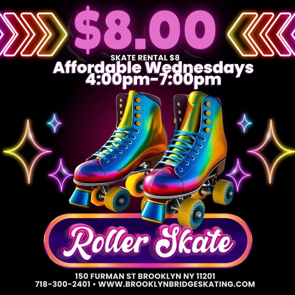 🌈🛼 AFFORDABLE WEDNESDAYS AT BROOKLYN BRIDGE SKATING! 🛼🌈