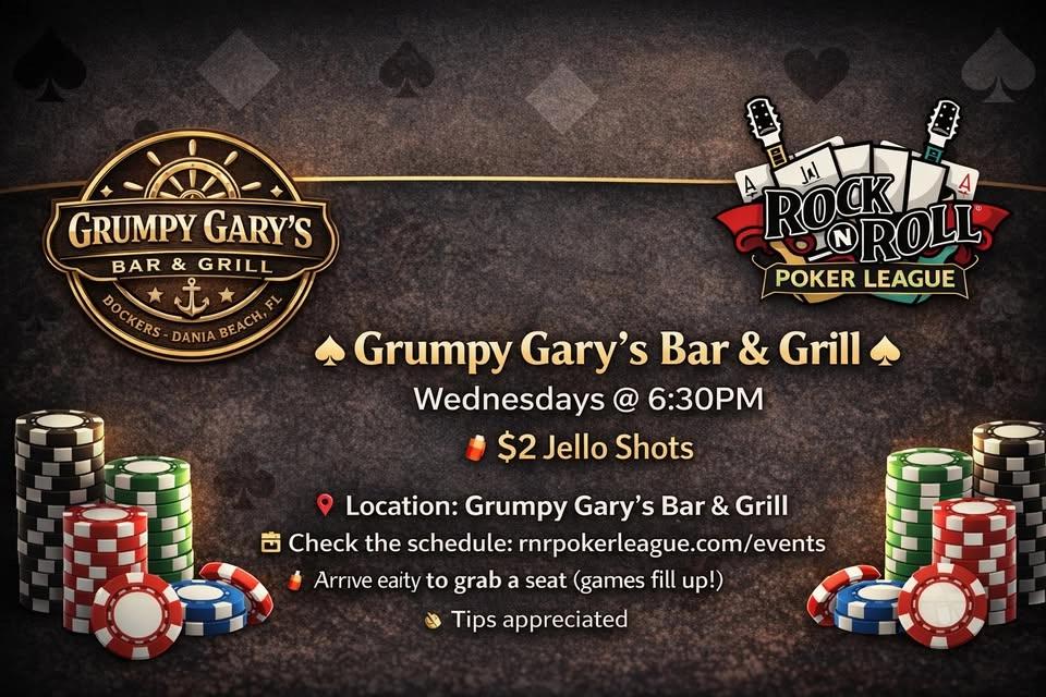 FREE Texas Hold'em Bar Poker at Grumpy Gary's Bar & Grill