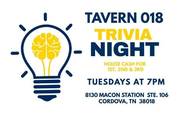 Tuesdays Team Trivia at Tavern 018! (7pm)