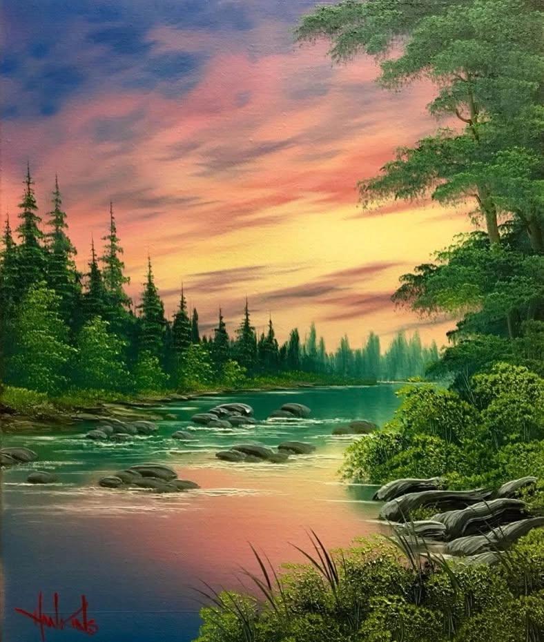 August Joy of Painting: Around the Riverbend