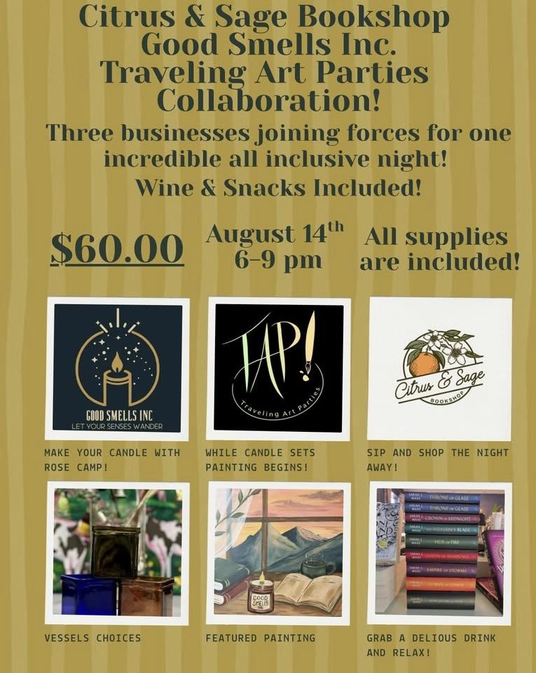 Citrus & Sage Bookshop Good Smells Inc. Traveling Art Parties Collaboration!