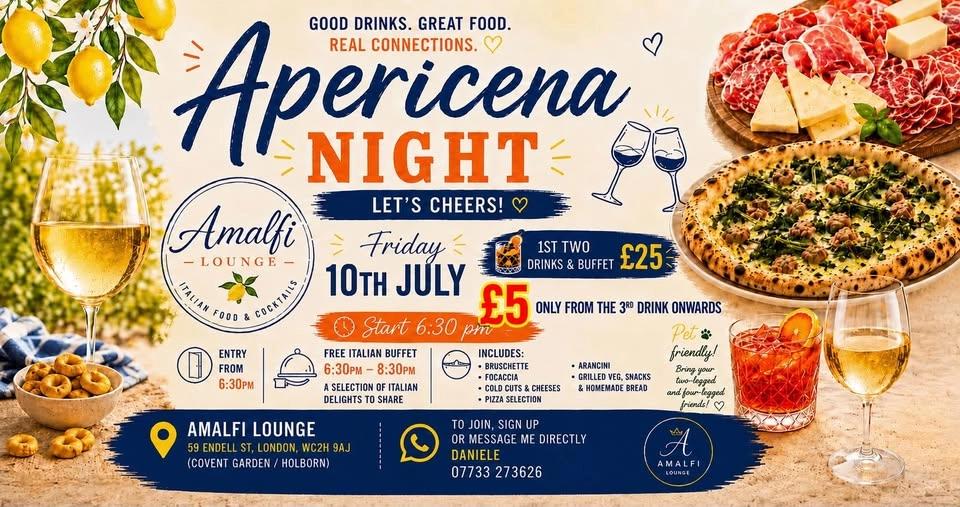 APERICENA ITALIANO ๐ Il weekend inizia a Covent Garden | Venerdรฌ 10 Luglio