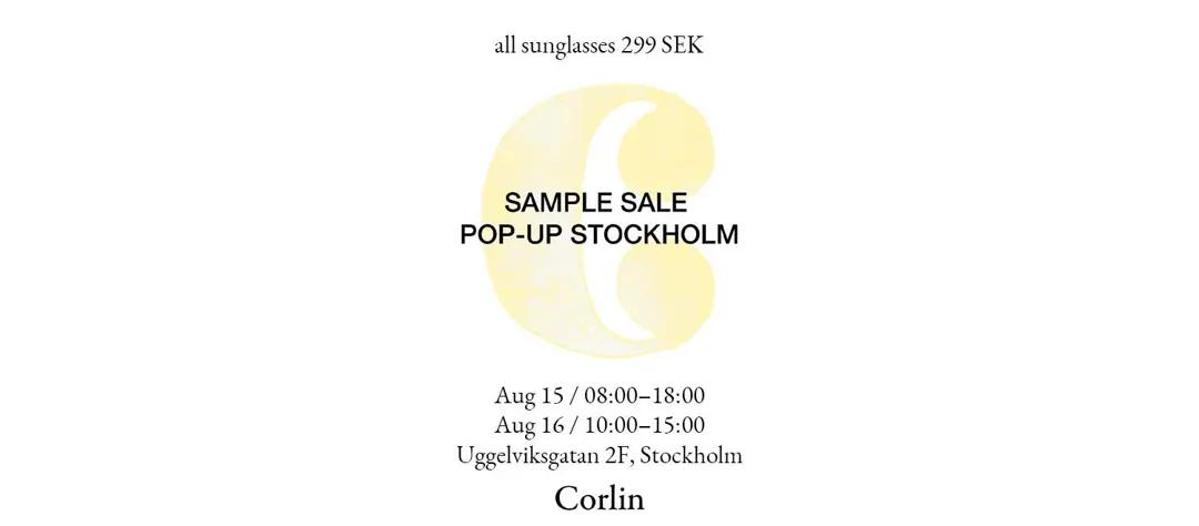 🕶️ Corlin Sample Sale 2025 - Solglasögon 299 kr\!