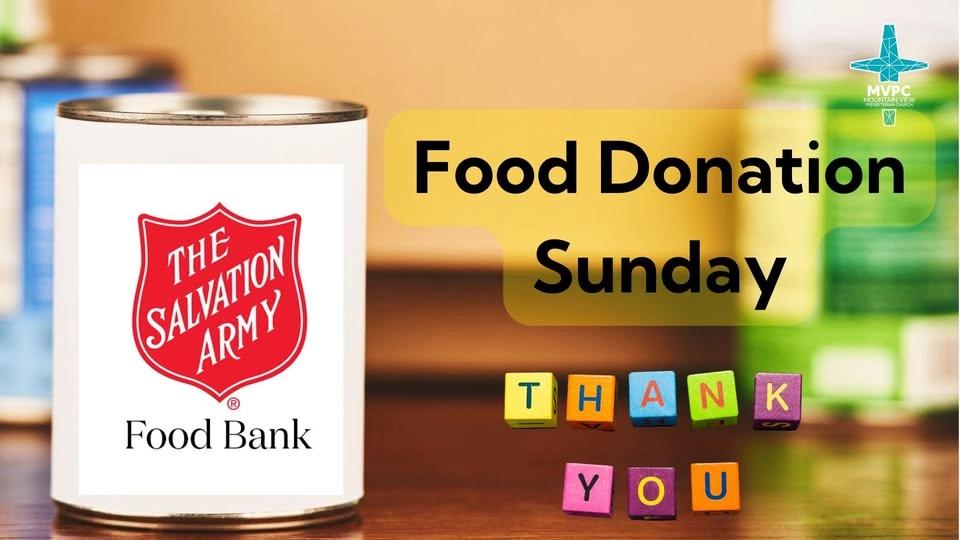 Salvation Army Food Donation Sunday!