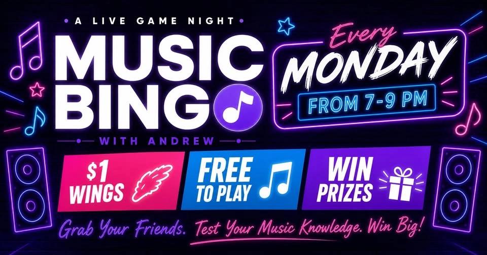 🎶 MUSIC BINGO WITH ANDREW 🎶