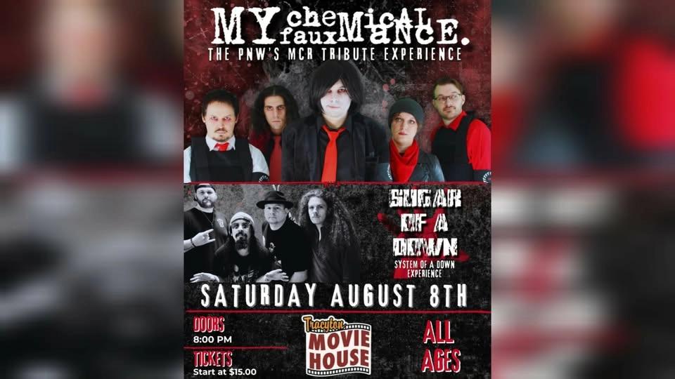 My Chemical Fauxmance (MCR Tribute) also with Sugar of a Down (SOAD Tribute) at Tracyton Movie House