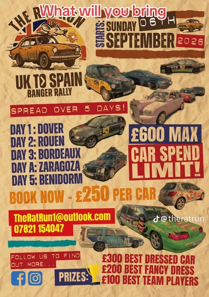 Essex to Benidorm banger rally