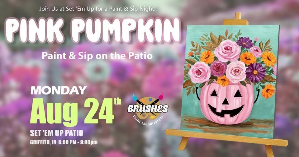 Pink Pumpkin Painting on the Patio at Set 'Em Up