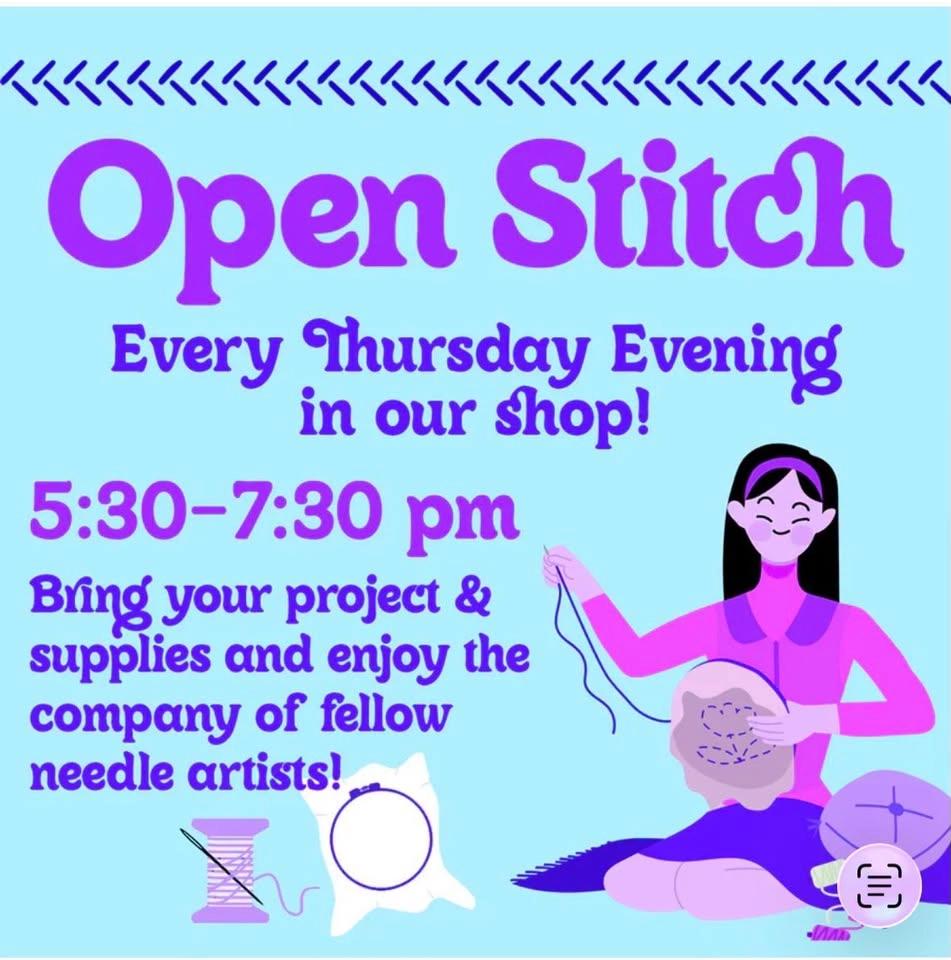 Open Stitch Nights Every Thursday at Artistic Artifacts
