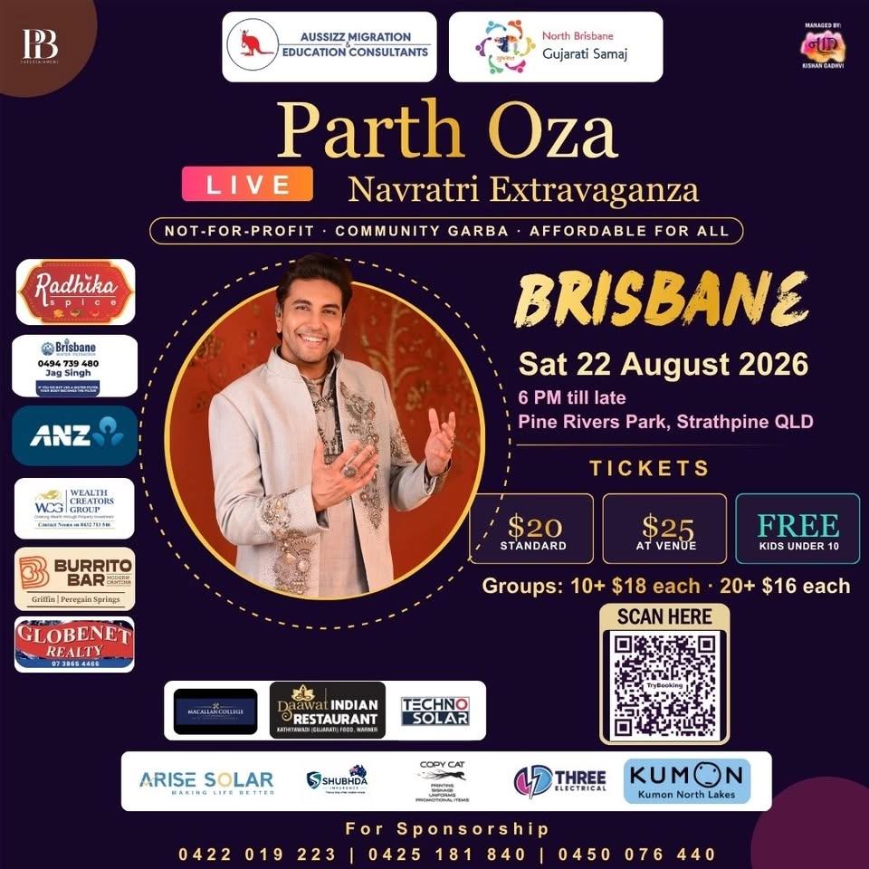 Parth Oza LIVE — Brisbane Navratri Extravaganza 2026