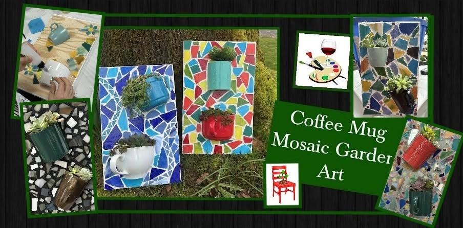 Coffee Mug Mosaic Garden Art